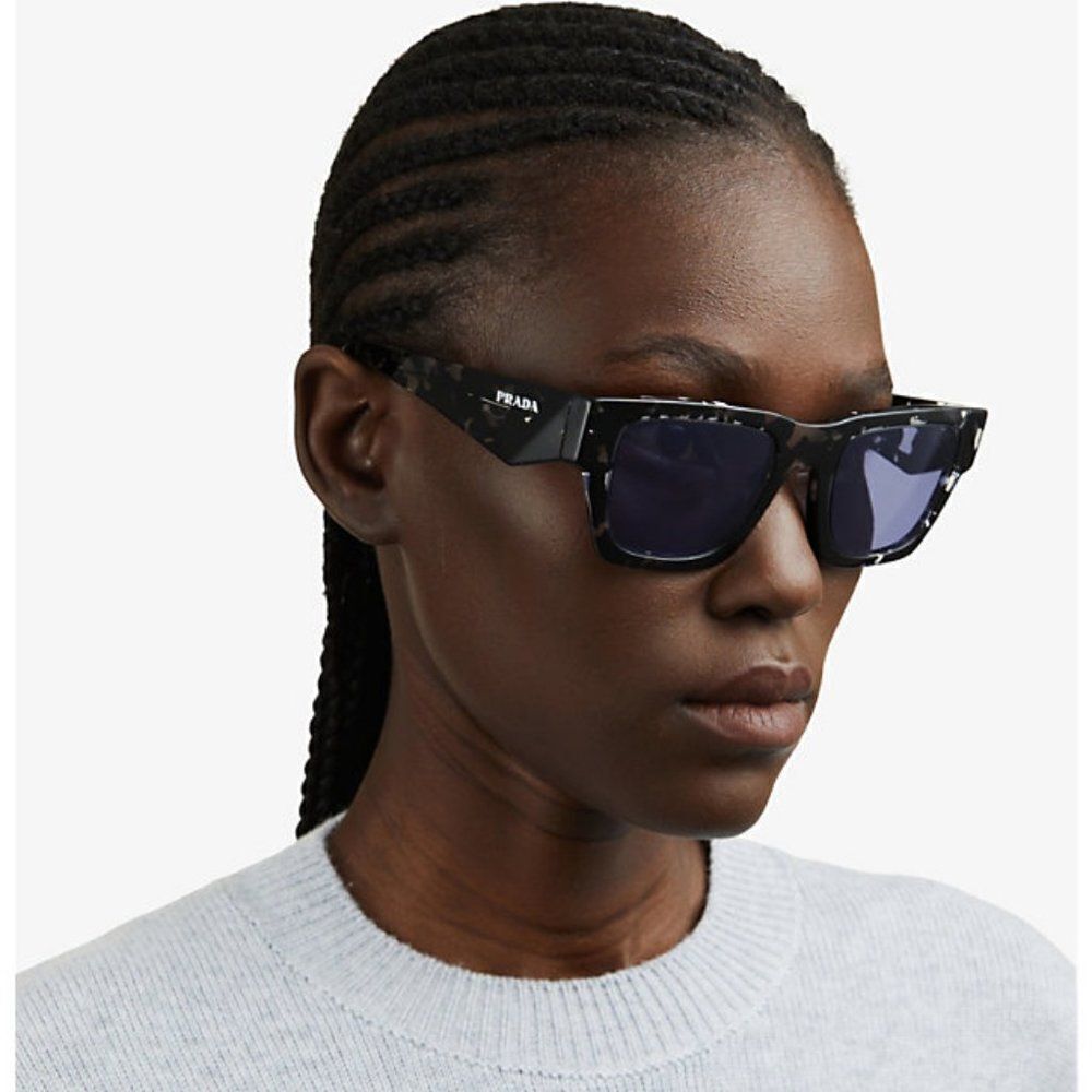 NEW Prada PRA06S 15O50B Tortoise Black Violet Mirror Square Unisex Sunglasses - Picture 1 of 12